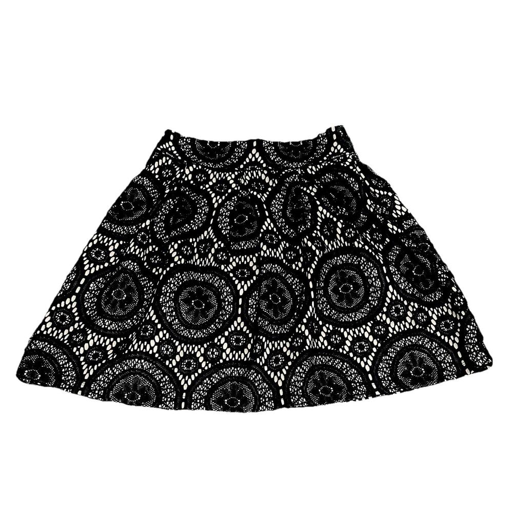 Tacera Skirt Womens Size 10 Short Black Beige Geometric Unlined